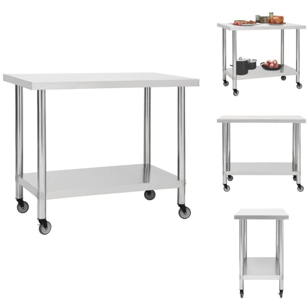 Catering - Living arbejdsbord med hjul til køkken 100x45x85 cm rustfrit stål