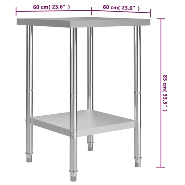 Arbejdsbord til køkken 60x60x85 cm rustfrit stål - Arbejdsbord - Arbejdsborde - Home & Living