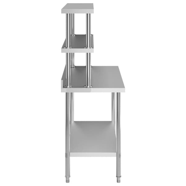 Arbejdsbord til køkken med tophylde 120x60x150 cm rustfrit stål - Arbejdsbord - Arbejdsborde - Home & Living