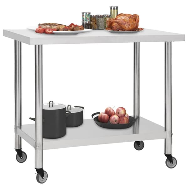 Arbejdsbord med hjul til køkken 80x60x85 cm rustfrit stål - Arbejdsbord - Arbejdsborde - Home & Living