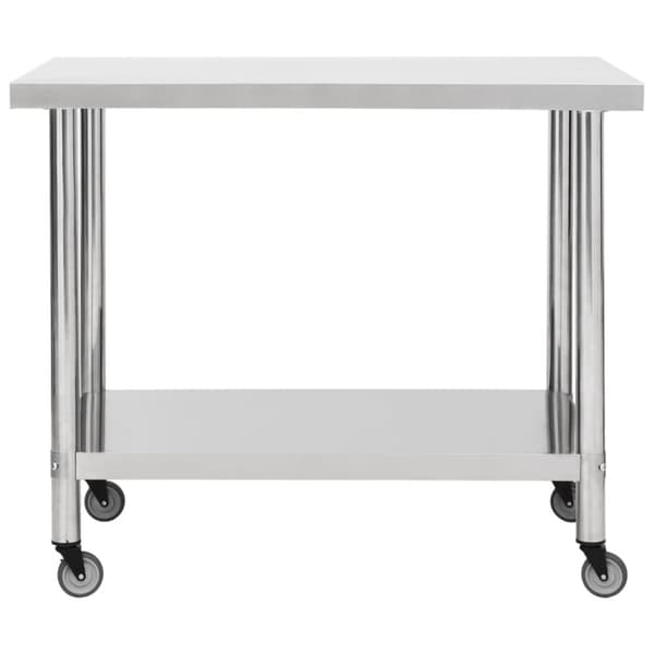 Arbejdsbord med hjul til køkken 80x60x85 cm rustfrit stål - Arbejdsbord - Arbejdsborde - Home & Living