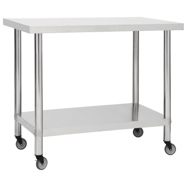 Arbejdsbord med hjul til køkken 80x60x85 cm rustfrit stål - Arbejdsbord - Arbejdsborde - Home & Living