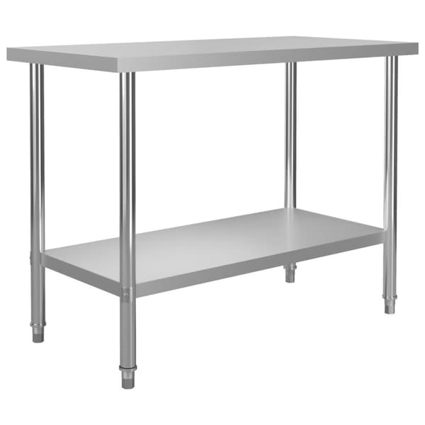 Keittiön työpöytä ylähyllyllä 120x60x150 cm ruostumaton teräs - Työpöytä - Työpöydät - Home & Living