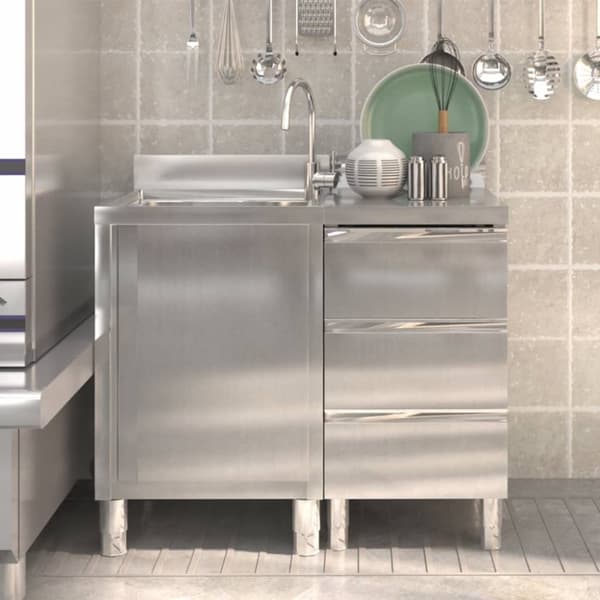 Kaupalliset keittiön kaapit 2 kpl ruostumaton teräs - Keittiön Kaappi - Keittiön Kaapit - Home & Living