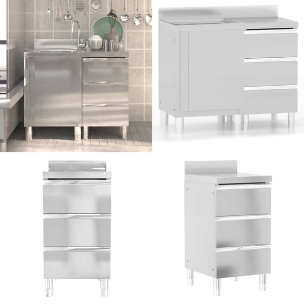Kaupalliset keittiön kaapit 2 kpl ruostumaton teräs - Keittiön Kaappi - Keittiön Kaapit - Home & Living