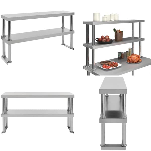 Keittiön työtason hylly 2 tasoa 120x30x65 cm ruostumaton teräs - Työtason Hylly - Työtason Hyllyt - Home & Living