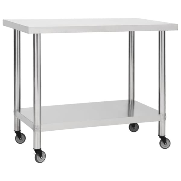 Arbejdsbord til køkken med hjul 100x60x85 cm rustfrit stål - Arbejdsbord - Arbejdsborde - Home & Living