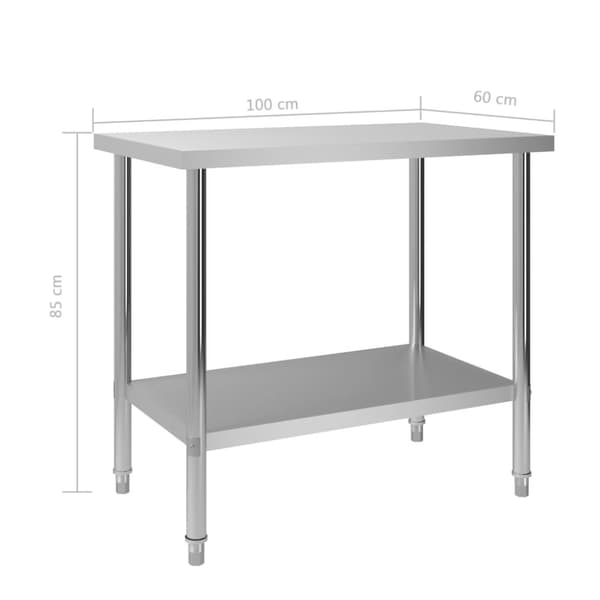 Arbejdsbord til køkken 100x60x85 cm rustfrit stål - Arbejdsbord - Arbejdsborde - Home & Living
