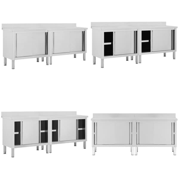 Arbetsbänk med skjutdörrar 2 st 200x50x(95-97)cm rostfritt stål - Arbetsbänk - Köksbänk - Home & Living