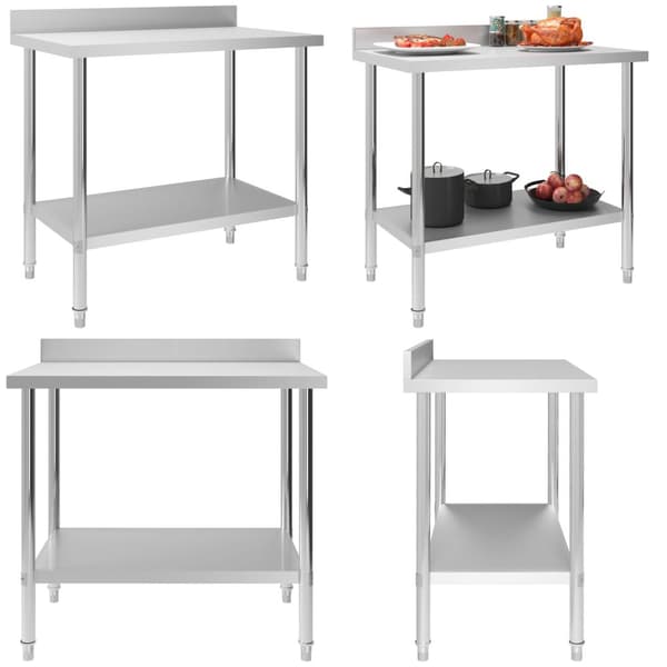 Arbejdsbord til køkken m. Stænkplade 100x60x93 cm rustfrit stål - Arbejdsbord - Arbejdsborde - Home & Living