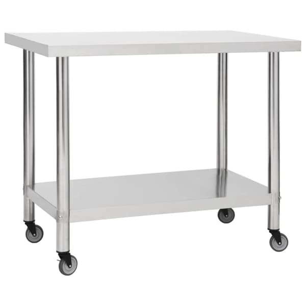 Arbejdsbord med hjul til køkken 100x45x85 cm rustfrit stål - Arbejdsbord - Arbejdsborde - Home & Living