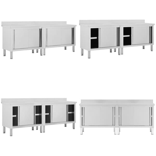 Keittiön työpöydät liukuovet 2 kpl 240x50x(95-97)cm ruost teräs - Työpöytä - Työpöydät - Home & Living