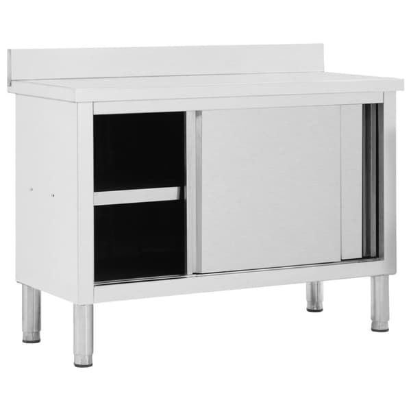 Keittiön työpöytä liukuovet 120x50x(95-97) cm ruostumaton teräs - Työpöytä - Työpöydät - Home & Living