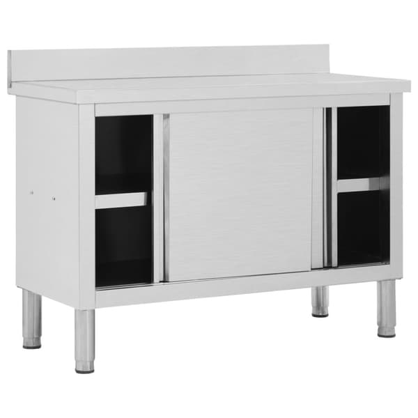 Keittiön työpöytä liukuovet 120x50x(95-97) cm ruostumaton teräs - Työpöytä - Työpöydät - Home & Living