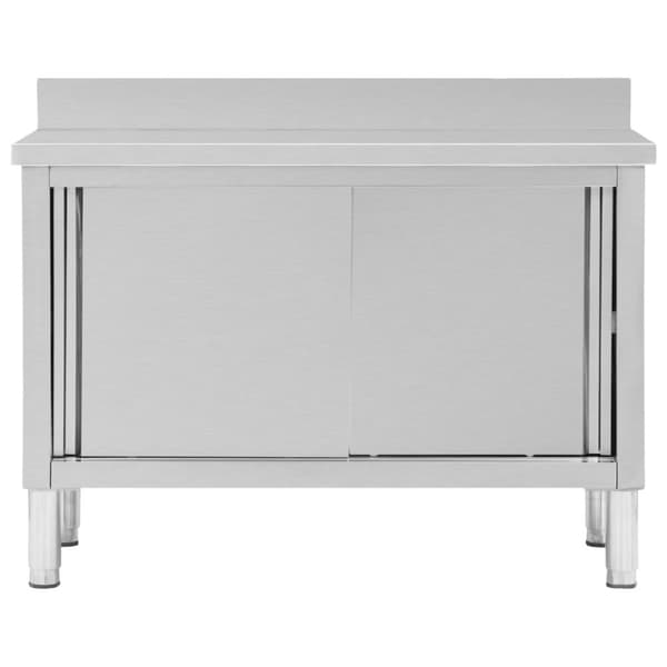 Keittiön työpöytä liukuovet 120x50x(95-97) cm ruostumaton teräs - Työpöytä - Työpöydät - Home & Living