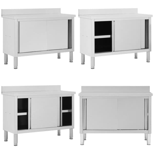 Keittiön työpöytä liukuovet 120x50x(95-97) cm ruostumaton teräs - Työpöytä - Työpöydät - Home & Living
