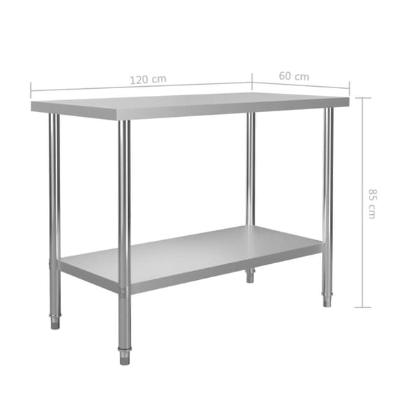 Arbejdsbord til køkken 120x60x85 cm rustfrit stål - Arbejdsbord - Arbejdsborde - Home & Living