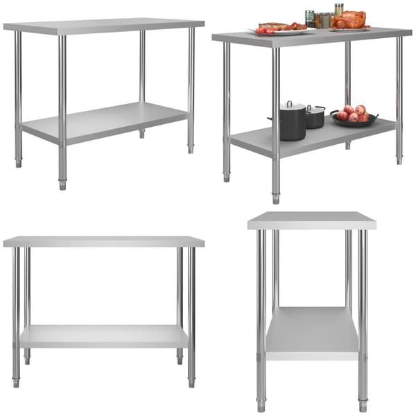 Arbejdsbord til køkken 120x60x85 cm rustfrit stål - Arbejdsbord - Arbejdsborde - Home & Living