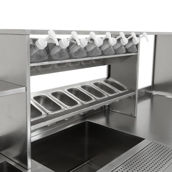 Bubble Tea-Arbetsstation KuKoo eller Komplett Set med Integrerad Utrustning | Rostfritt Stål | 7 Behållare för Toppings | 7 Sirapsflaskor | Diskho med
