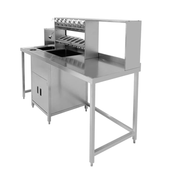 Bubble Tea-Arbetsstation KuKoo eller Komplett Set med Integrerad Utrustning | Rostfritt Stål | 7 Behållare för Toppings | 7 Sirapsflaskor | Diskho med