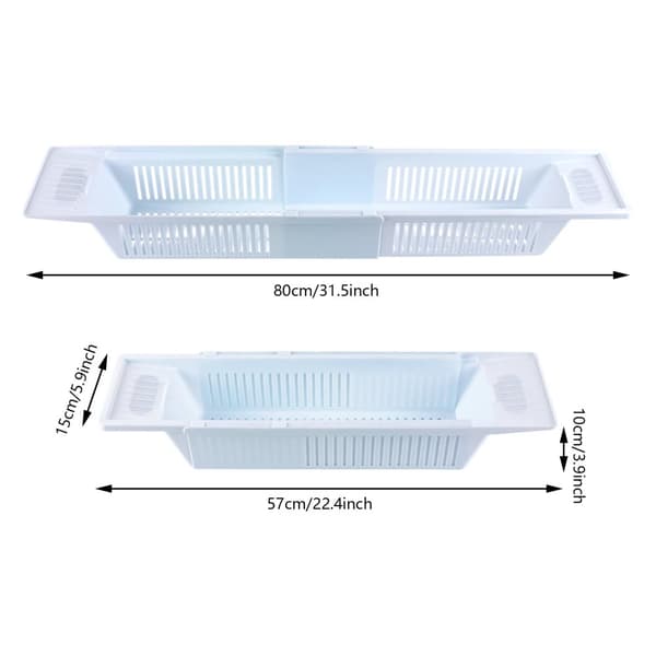 Plastbadbricka, utdragbar längd 57-80 cm, belastningskapacitet 3 kg,VIT