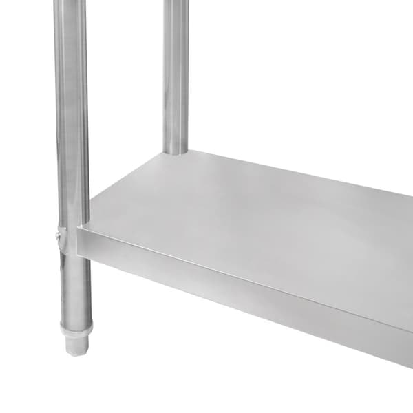 Catering Arbejdsbord Rustfrit stål Bord Madtilberedning Køkken Mobil 4 x hjul og 4 justerbare fødder Justerbar bundhylde 3 positioner 160 kg Kapacitet