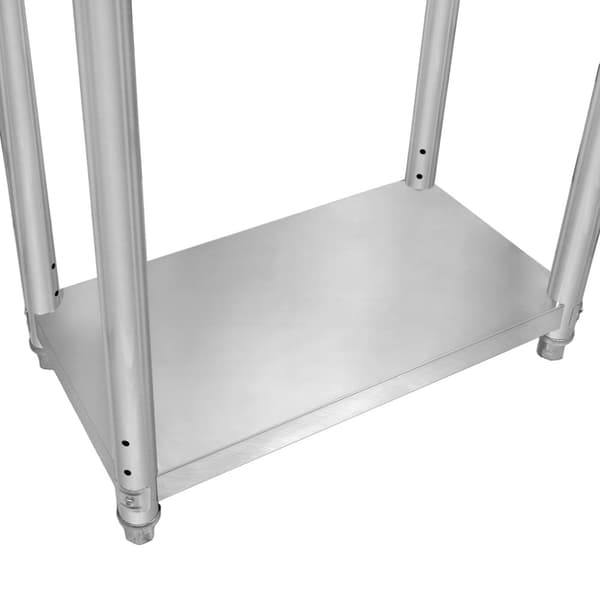 Catering Arbejdsbord Rustfrit stål Bord Madtilberedning Køkken Mobil 4 x hjul og 4 justerbare fødder Justerbar bundhylde 3 positioner 160 kg Kapacitet