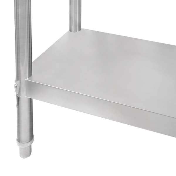 Catering Arbejdsbord Rustfrit stål Bord Madtilberedning Køkken Mobil 4 x hjul og 4 justerbare fødder Justerbar bundhylde 3 positioner 160 kg Kapacitet