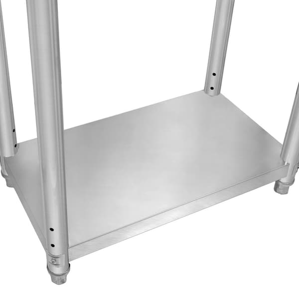Catering Arbejdsbord Rustfrit stål Bord Madtilberedning Køkken Mobil 4 x hjul og 4 justerbare fødder Justerbar bundhylde 3 positioner 160 kg Kapacitet