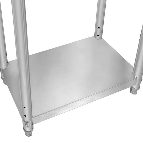 Catering Arbejdsbord Rustfrit stål Bord Madtilberedning Køkken Mobil 4 x hjul og 4 justerbare fødder Justerbar bundhylde 3 positioner 160 kg Kapacitet
