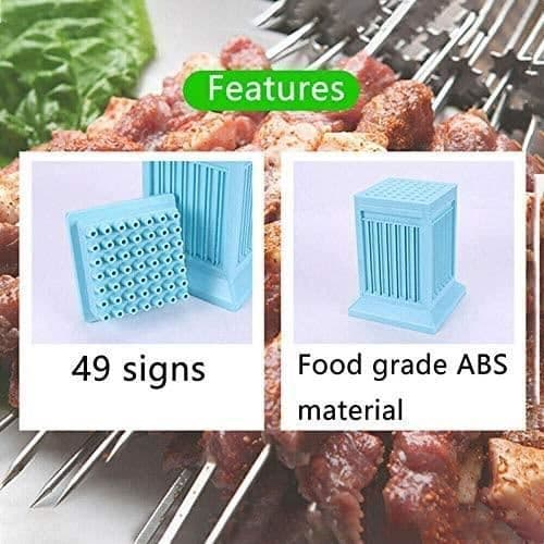 Köttspett verktyg grill kebab spettmaskin 49 hål för grillköttsspett (blå) [426]