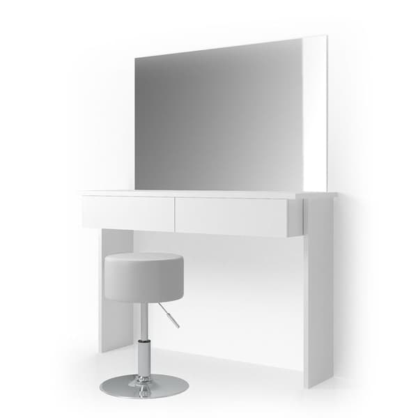 Azur sminkbord, 120 cm med pall, Vit, Vicco