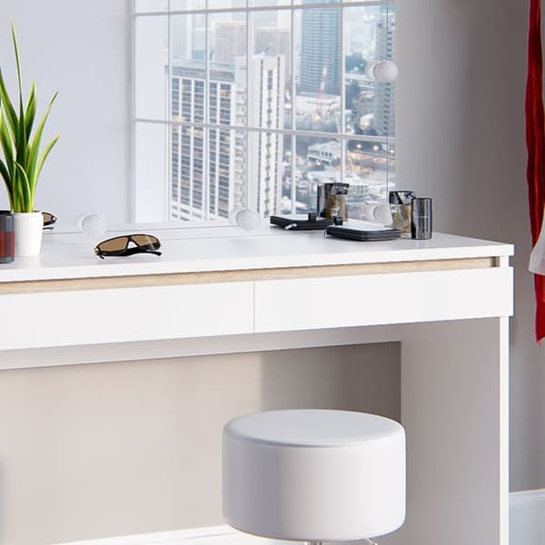 Emma sminkbord, 120 cm med LED-belysning och pall, Vit, Vicco