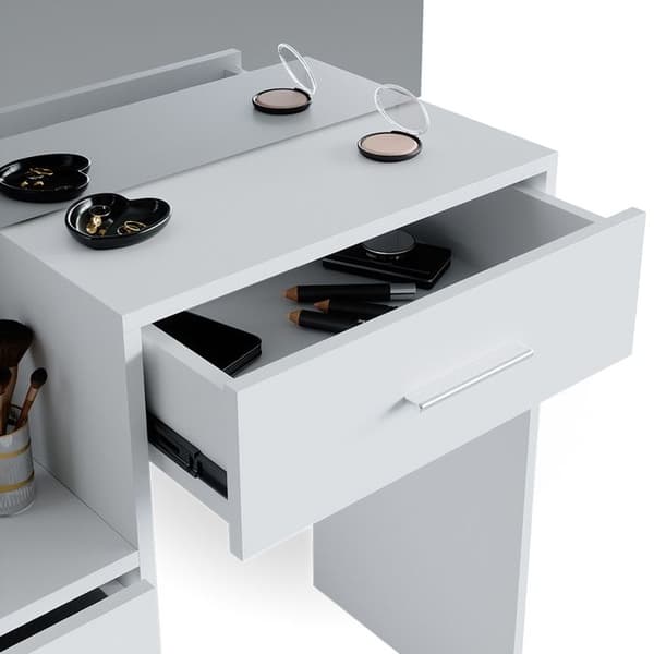 Vicco Conrada sminkbord, sminkbord, sminkbyrå, LED-belysning + pall