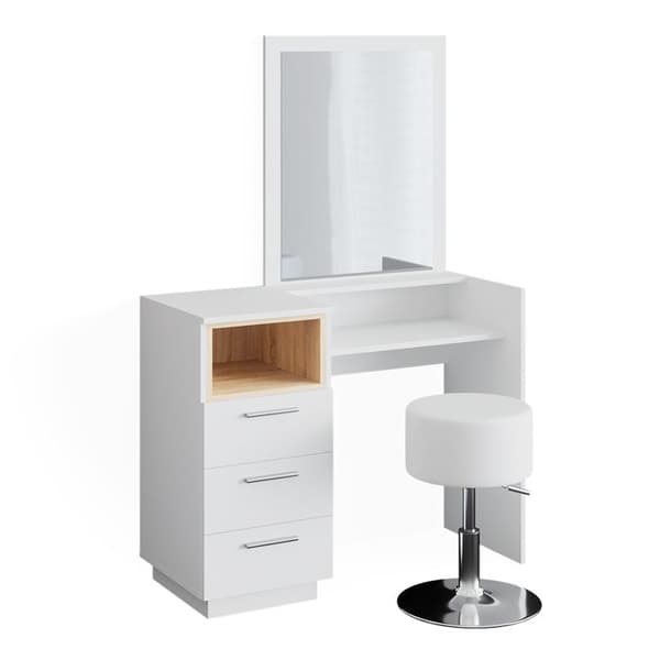 Beatrice sminkbord, 100 cm med pall, Vit, Vicco