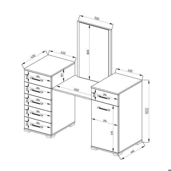 Zoe sminkbord, 140 cm, Vit, Vicco
