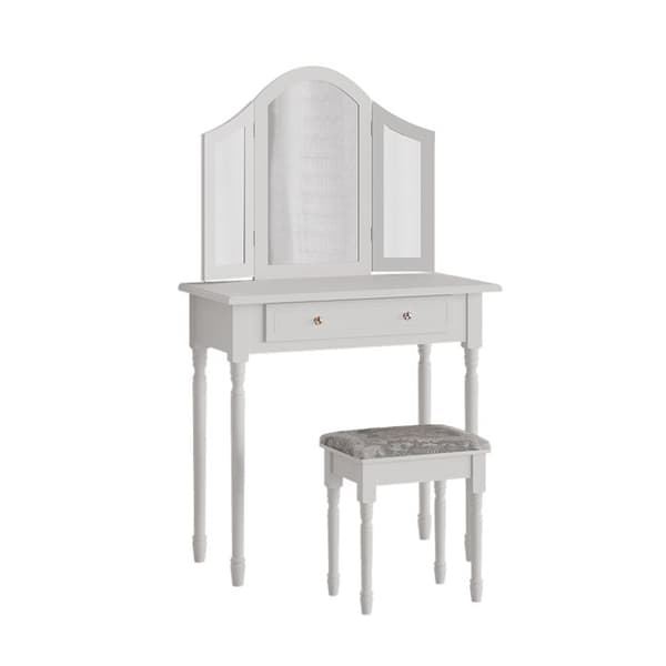 Kate sminkbord, 80 cm med pall, Vit, Vicco