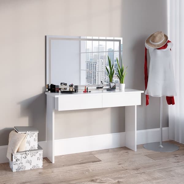 Azur sminkbord, 120 cm med LED-spegel, Vit, Vicco