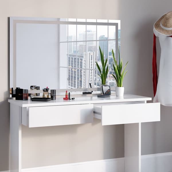 Azur sminkbord, 120 cm med LED-spegel, Vit, Vicco
