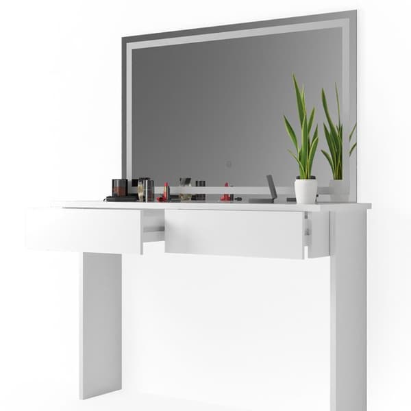Azur sminkbord, 120 cm med LED-spegel, Vit, Vicco