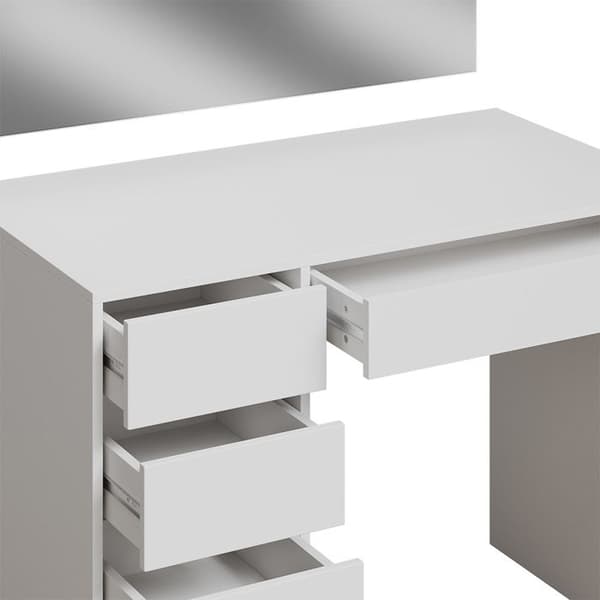 Vicco Thalia sminkbord, Vit Högblank, 100 cm med 5 lådor