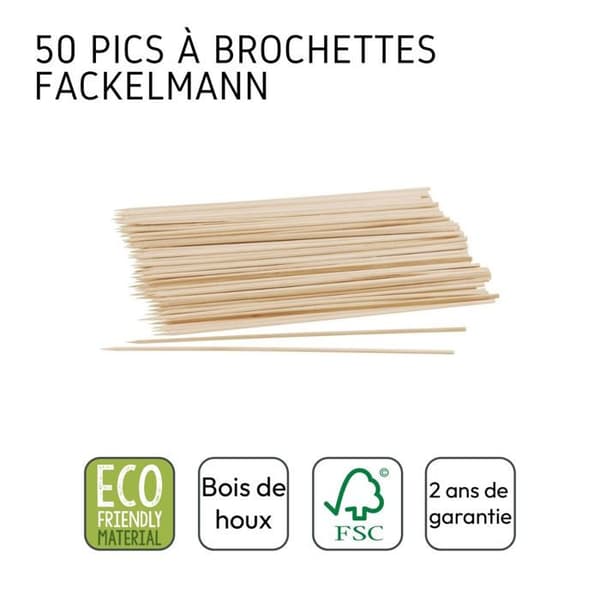 Set med 50 träspett för 25 cm Fackelmann Eco Friendly spett ref. 31245
