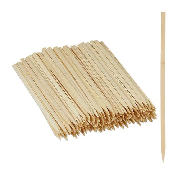 Relaxdays Pic brochette trä, set av 250, platta pinnar för kött och grönsaker, av bambu, 30 cm långa, natur