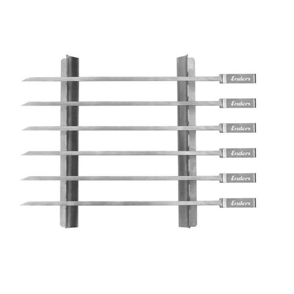 ENDERS 8802 - Grillspett för Barbecue - Rostfritt Stål, 6 Delar, 42 x 15 x 3 cm