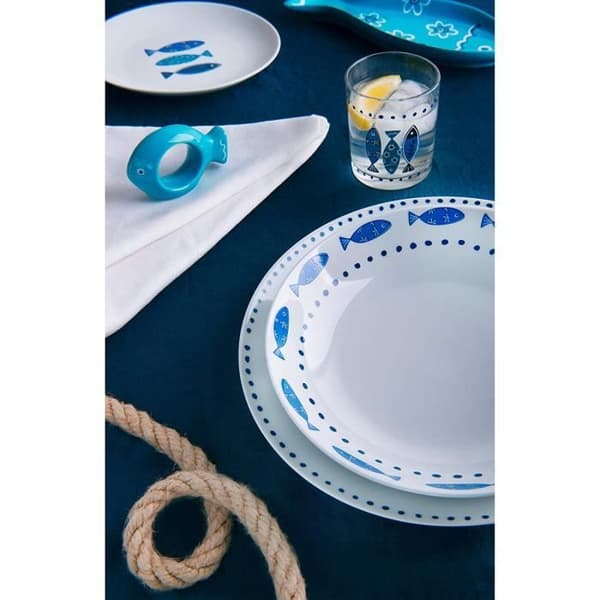 Excelsa Ocean Porcelain Dinner Service, 18 delar, vit/blå - 50249
