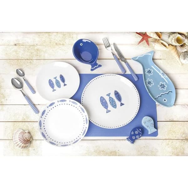 Excelsa Ocean Porcelain Dinner Service, 18 delar, vit/blå - 50249