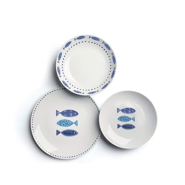 Excelsa Ocean Porcelain Dinner Service, 18 delar, vit/blå - 50249