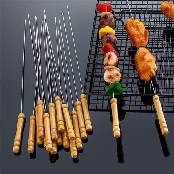 OBOSOE Grillspett i rostfritt stål 20-pack – Återanvändbara kebabspett för BBQ, camping och picknick