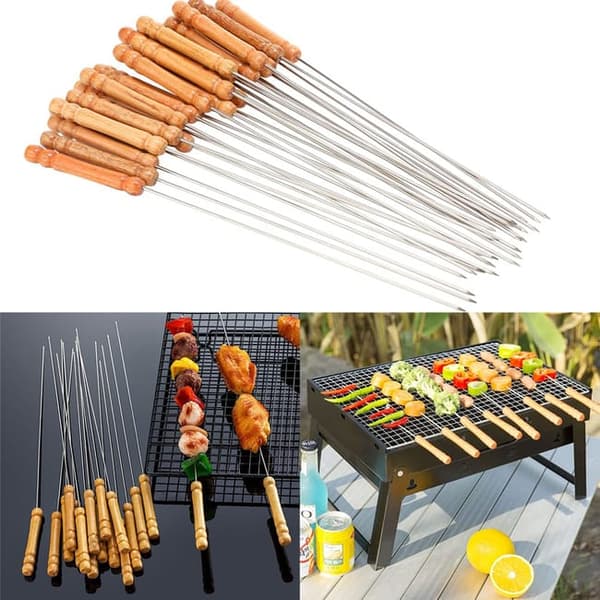 OBOSOE Grillspett i rostfritt stål 20-pack – Återanvändbara kebabspett för BBQ, camping och picknick