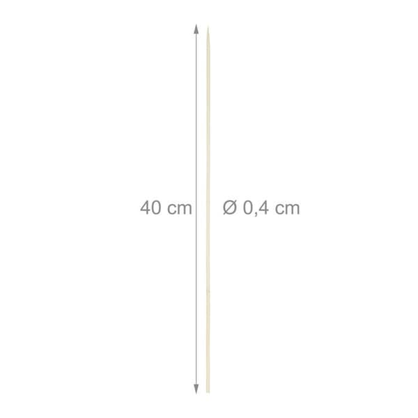 Relaxdays Piques trä, 300-pack, bambu, grillspett, 40 cm lång, sockervadds-käktar, Ø 4 mm, natur